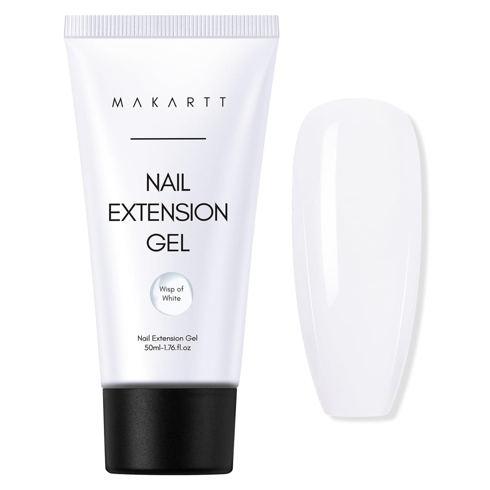 Makartt gel polymère blanc lait 50 ml, flacon élégant prêt à l’emploi pour des ongles solides.
