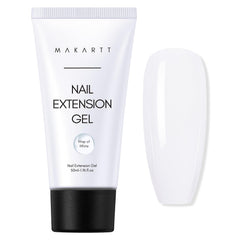 Makartt gel polymère blanc lait 50 ml, flacon élégant prêt à l’emploi pour des ongles solides.