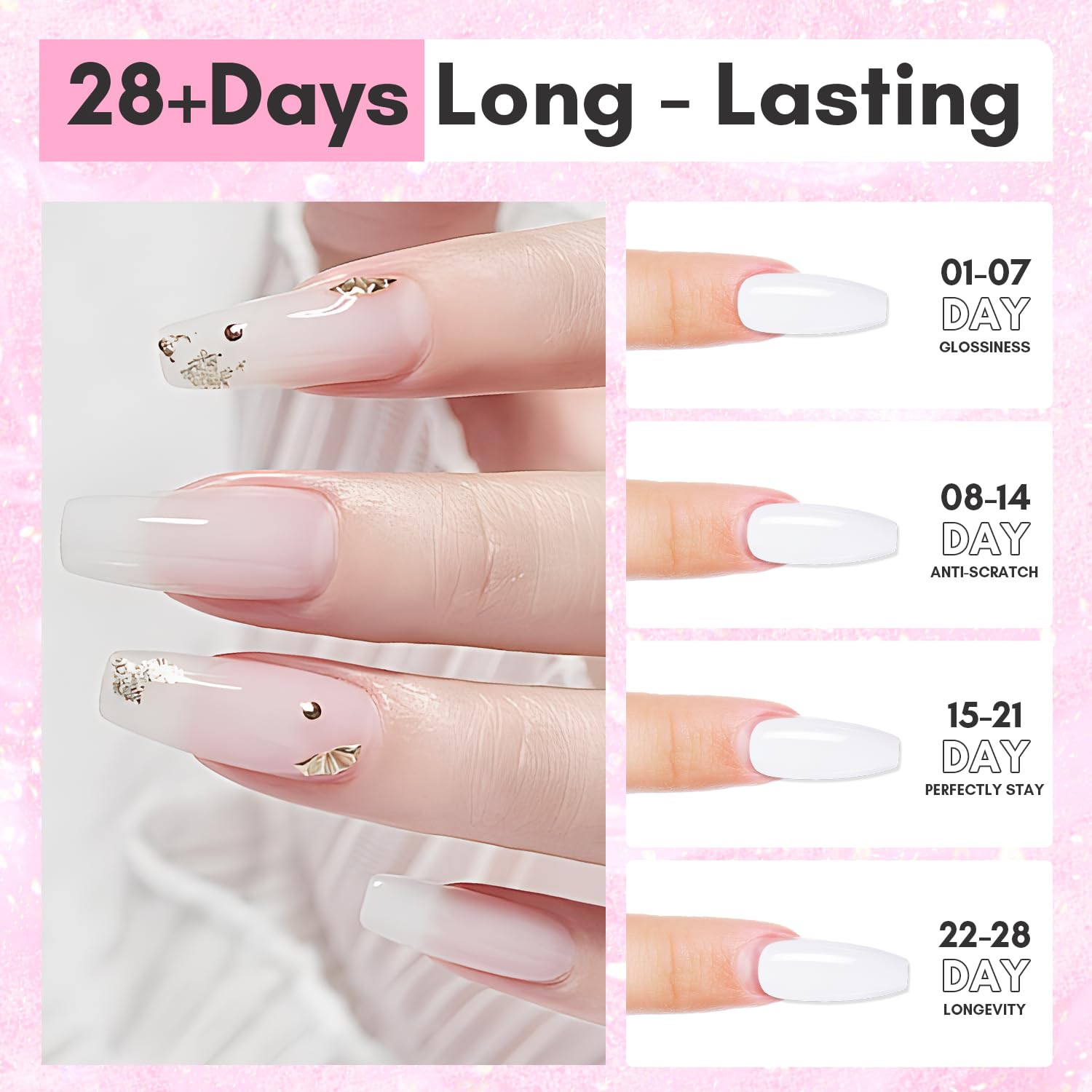 Makartt gel polymère blanc lait, base protectrice pour la longueur des ongles.