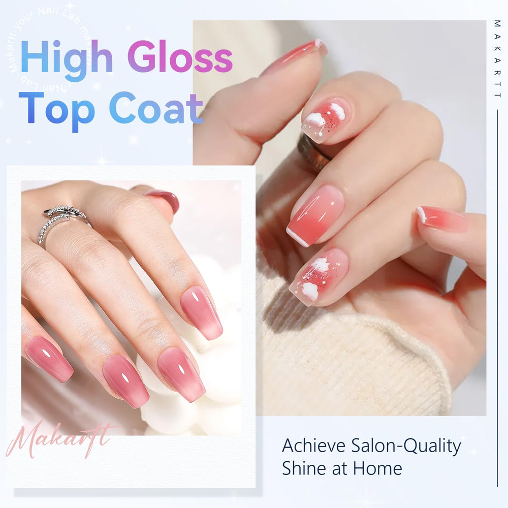 Makartt Gel Top Coat sans résidu collant après cuisson UV.