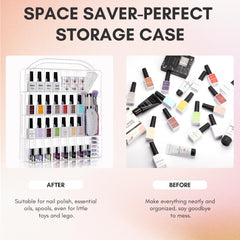 Makartt Grand compartiment vernis Gel: espace pour bouteilles irrégulières et outils.