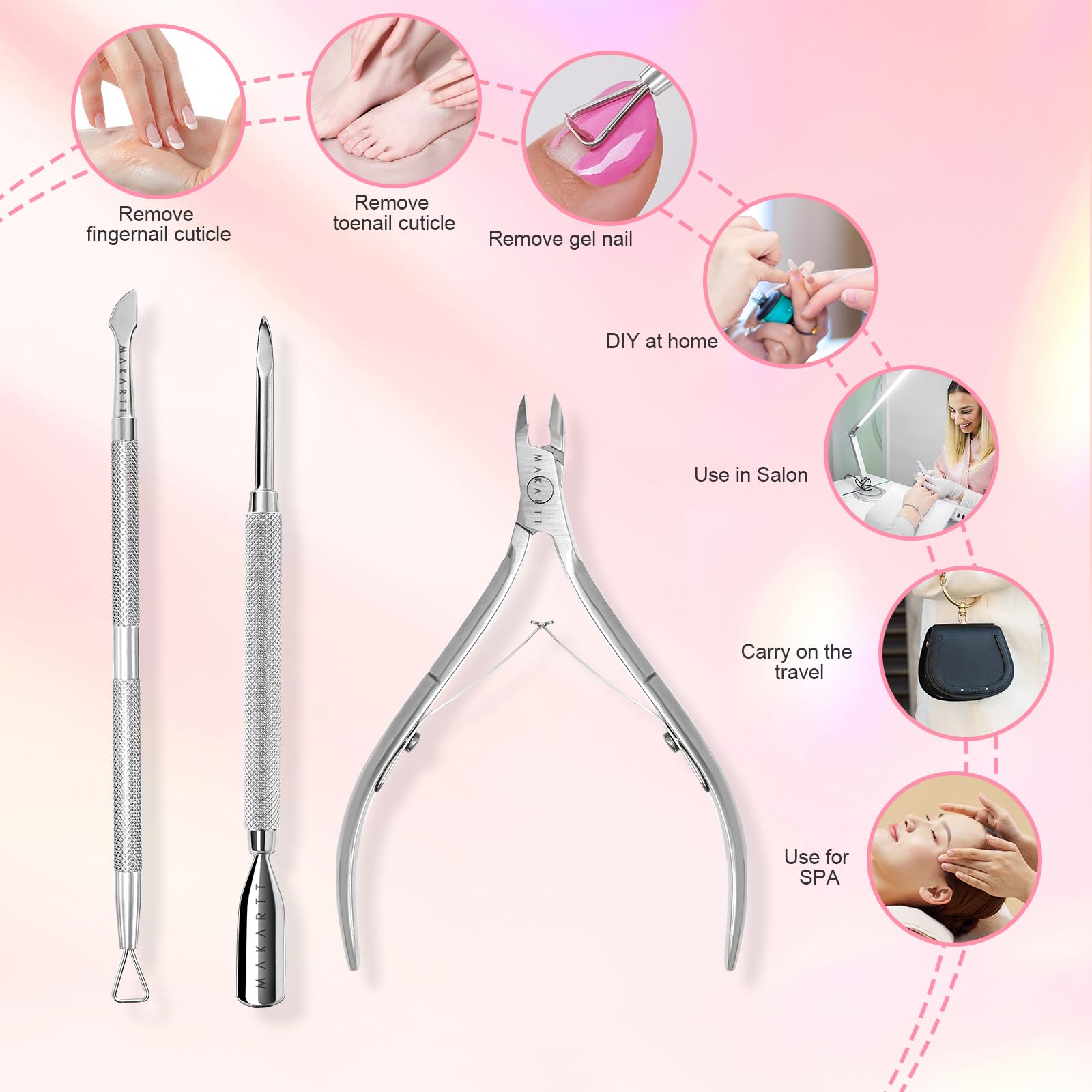 Makartt grattoir-cuticule nettoyage efficace des résidus et peau autour des ongles.