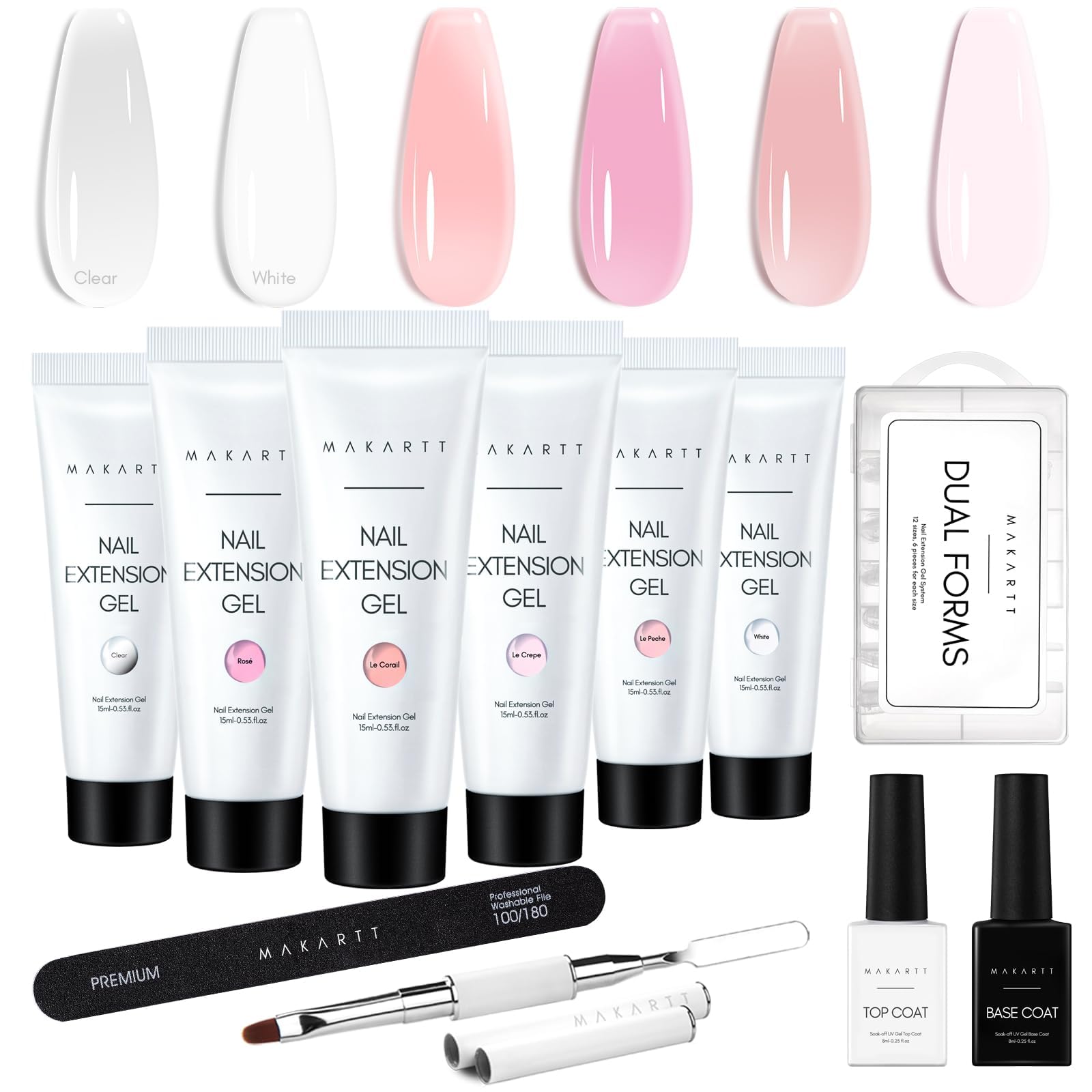 Makartt kit gel ongles poly clair pour une manucure naturelle et durable.