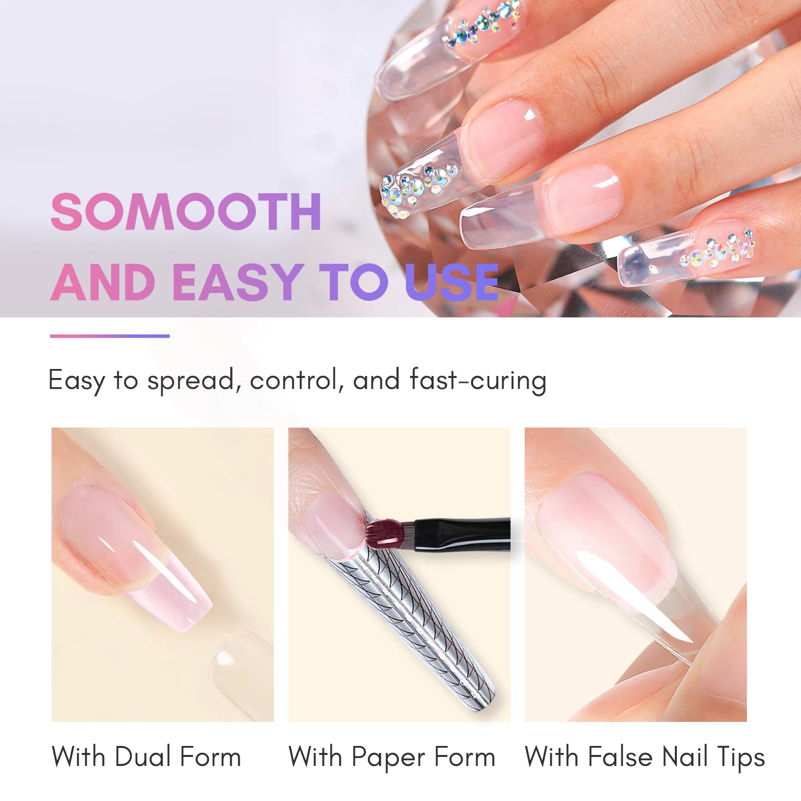 Makartt kit gel ongles poly glace rose pour le renforcement à domicile.