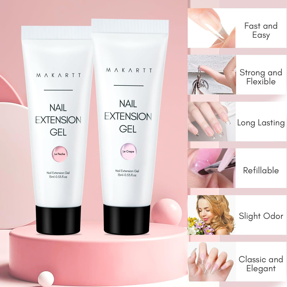 Makartt kit gel ongles poly lumière rose pour un look chic et raffiné.