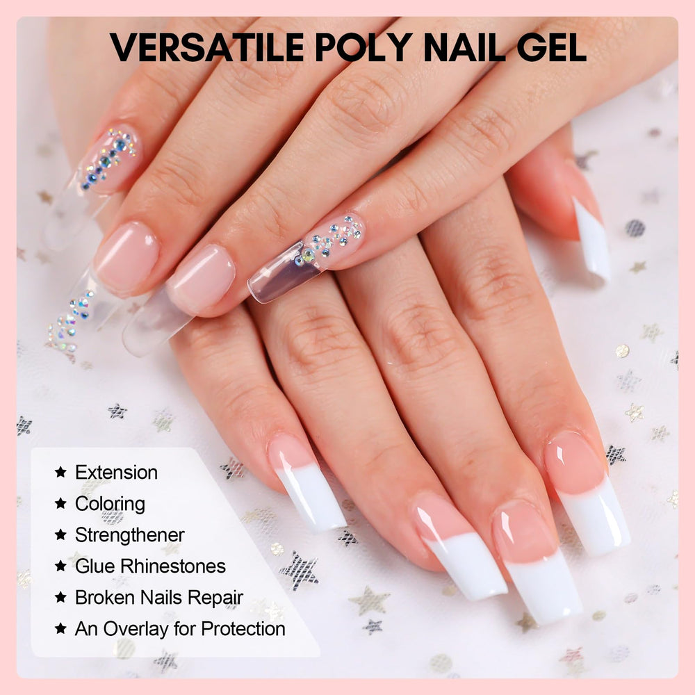 Makartt kit gel ongles poly rose blanc pour un effet translucide.