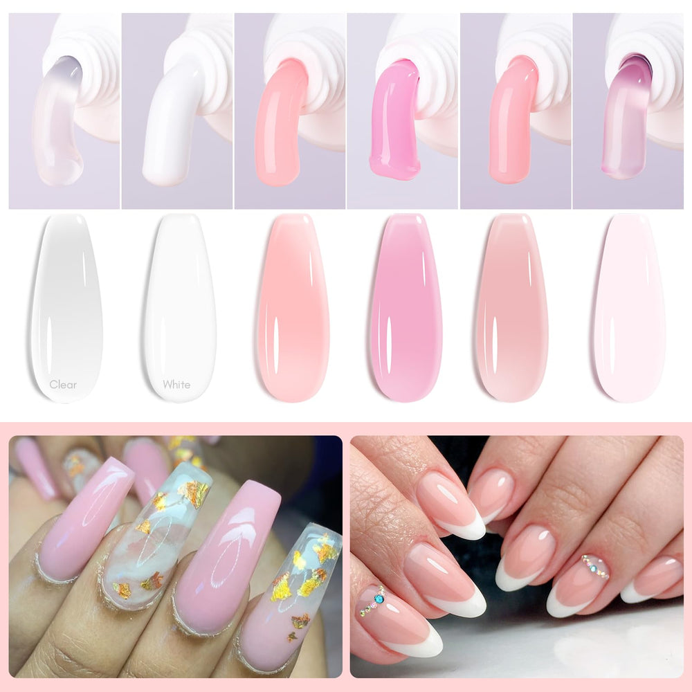 Makartt kit gel ongles poly rose pale pour une teinte douce et élégante.