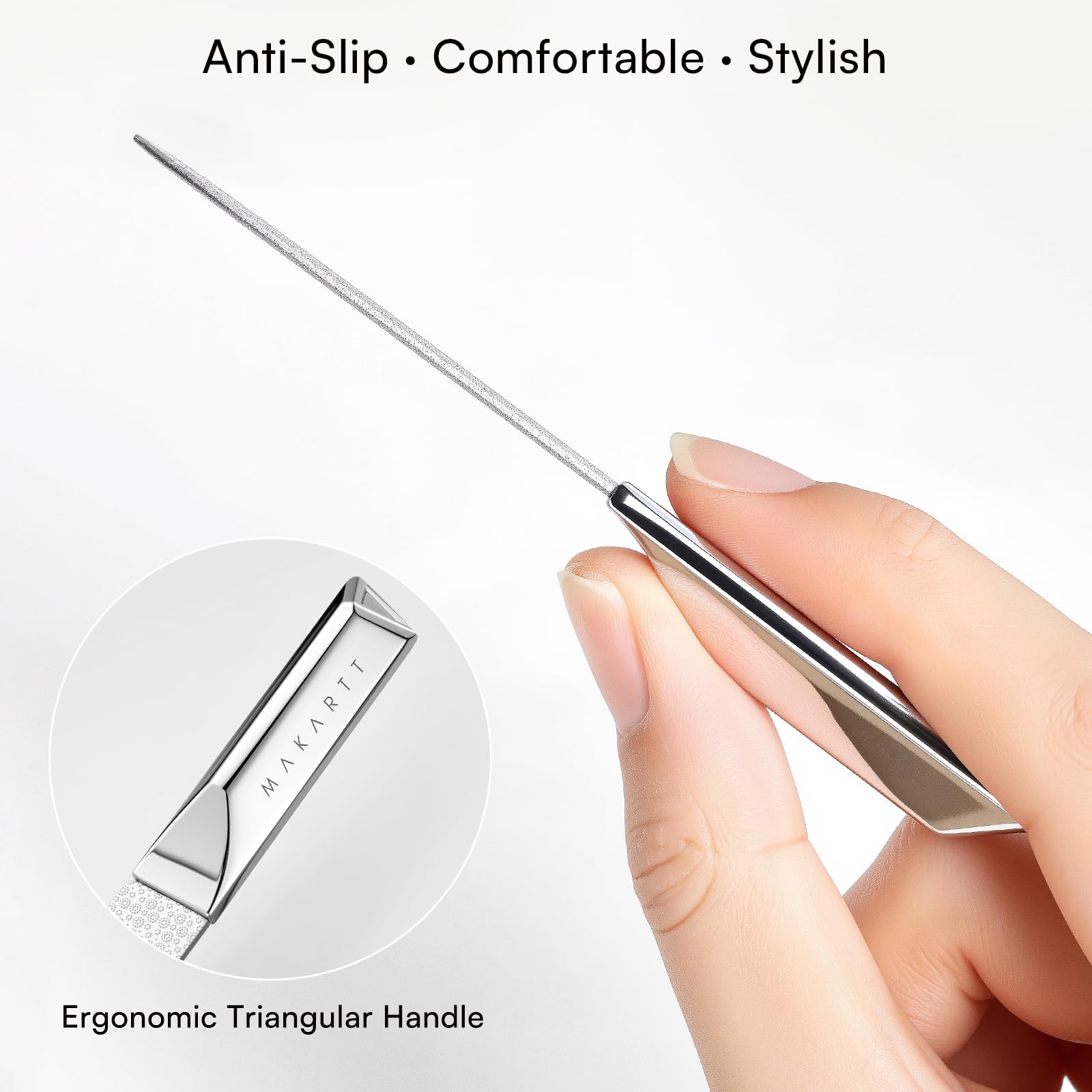 Makartt lime-ongles métallique poignée ergonomique : prise en main sûre et confortable.