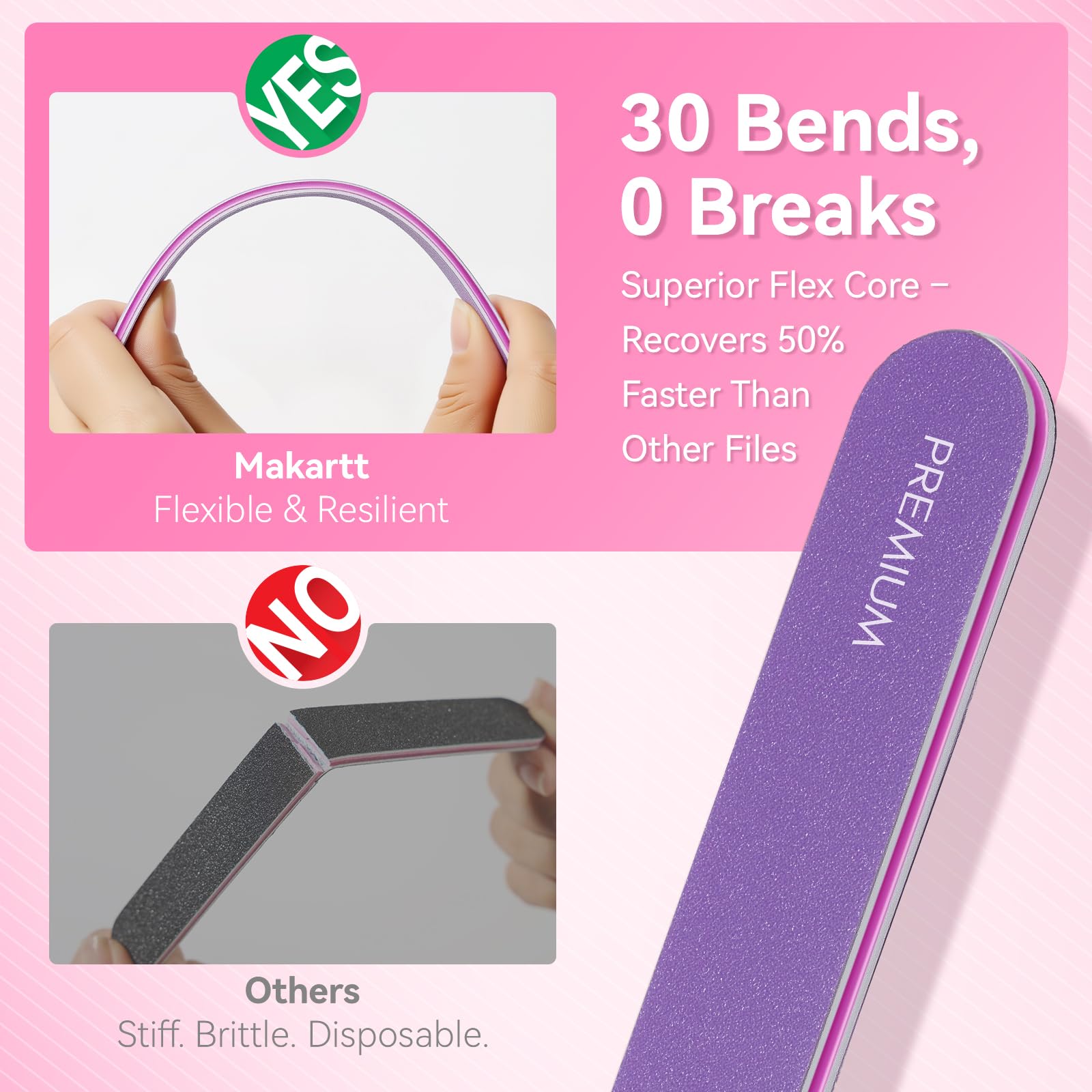 Makartt lime à ongles: noyau flexible qui se plie sans casser.