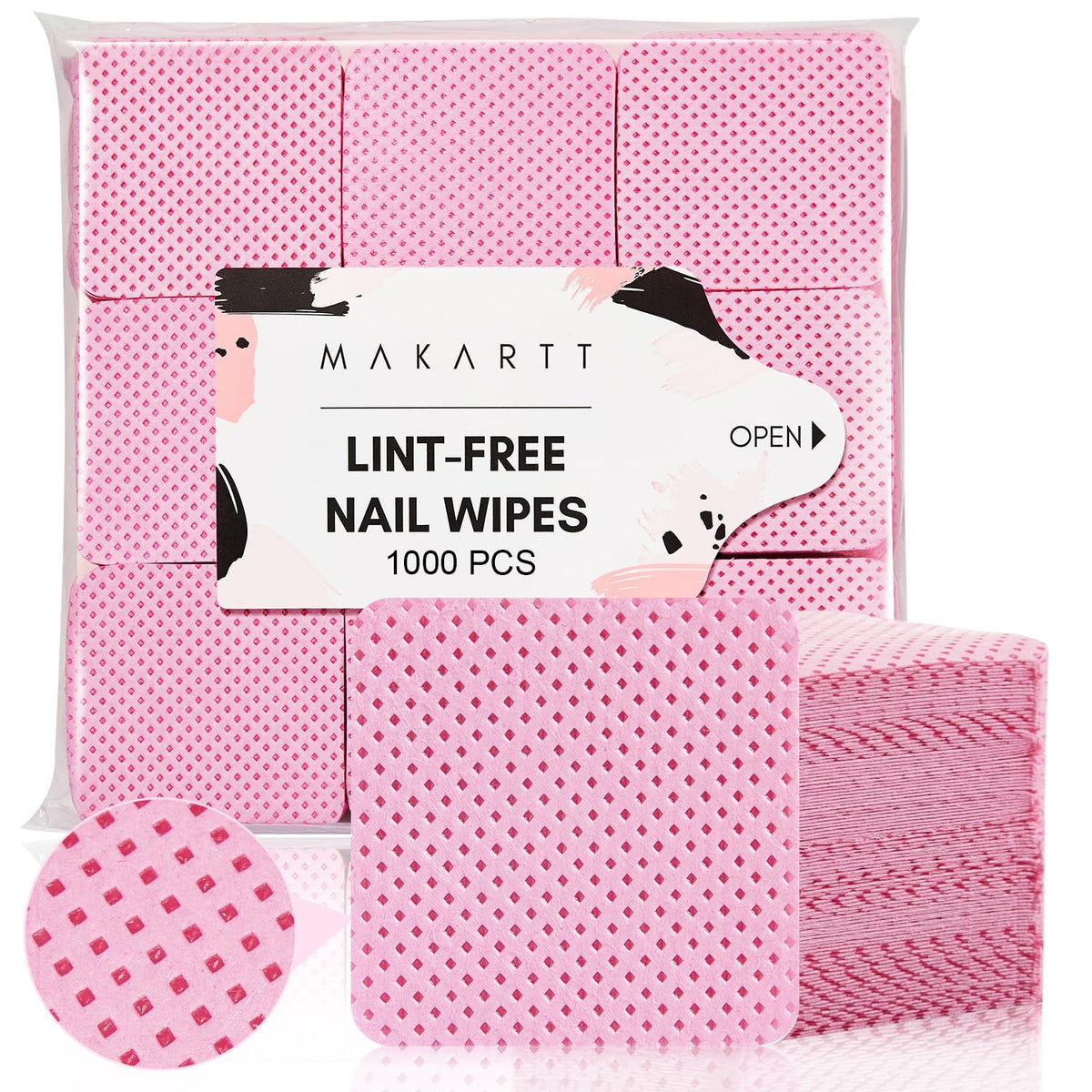 Makartt lingettes sans peluche pour préparation des ongles et propreté, rose