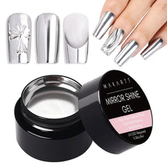 Makartt Mirror Shine Gel – bouteille argentée prête pour un fini miroir spectaculaire.