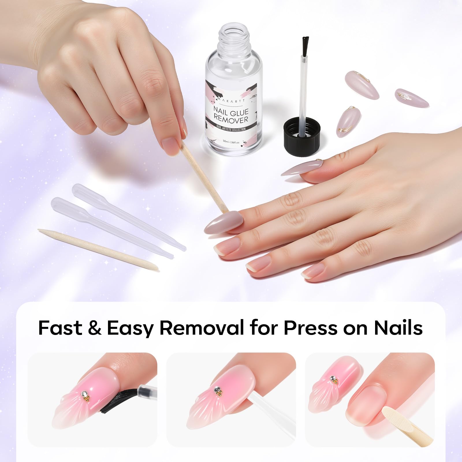 Makartt Nail Glue Remover, emballage-pratique, rangement simple et portable