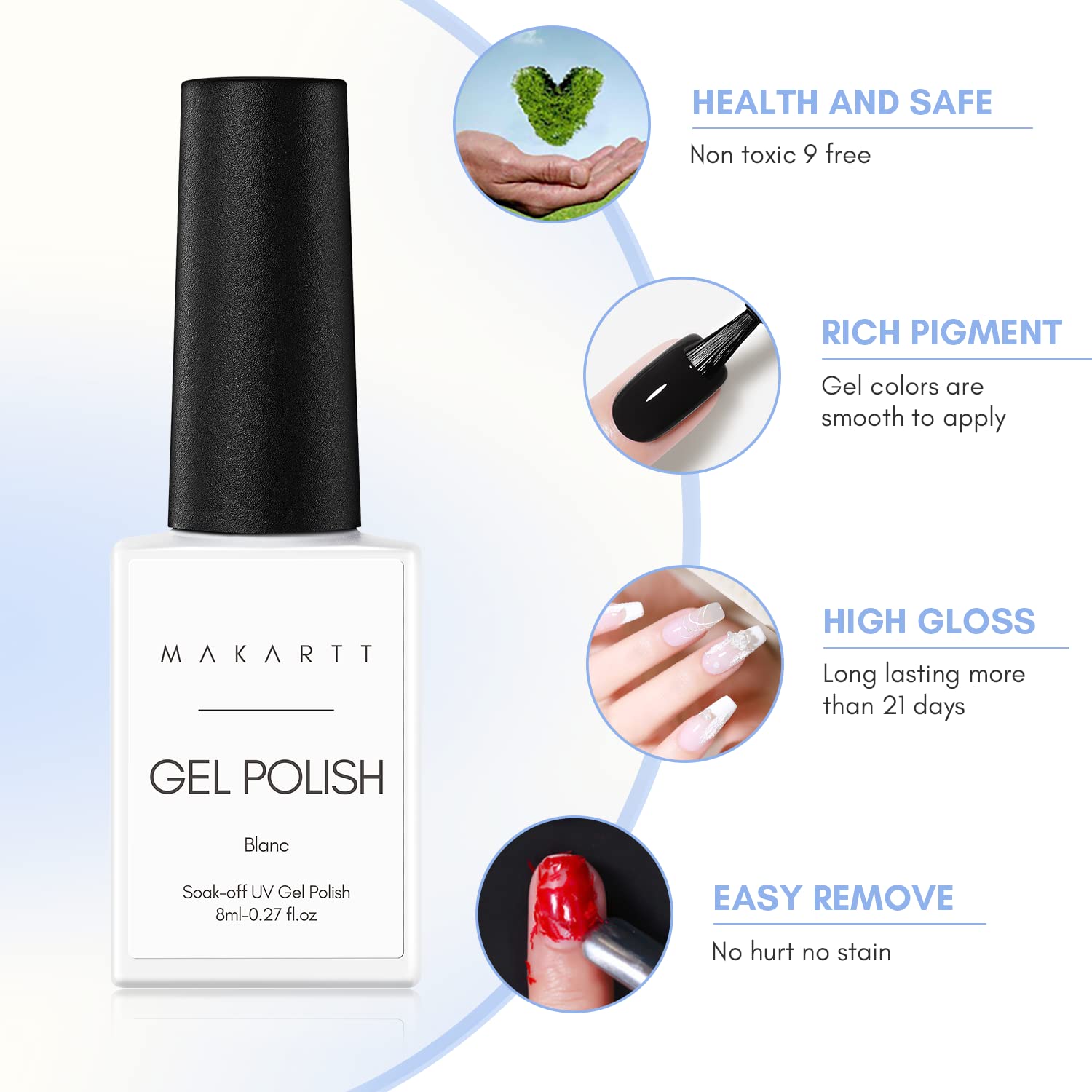 Ongles Makartt: brillance durable grâce au gel.