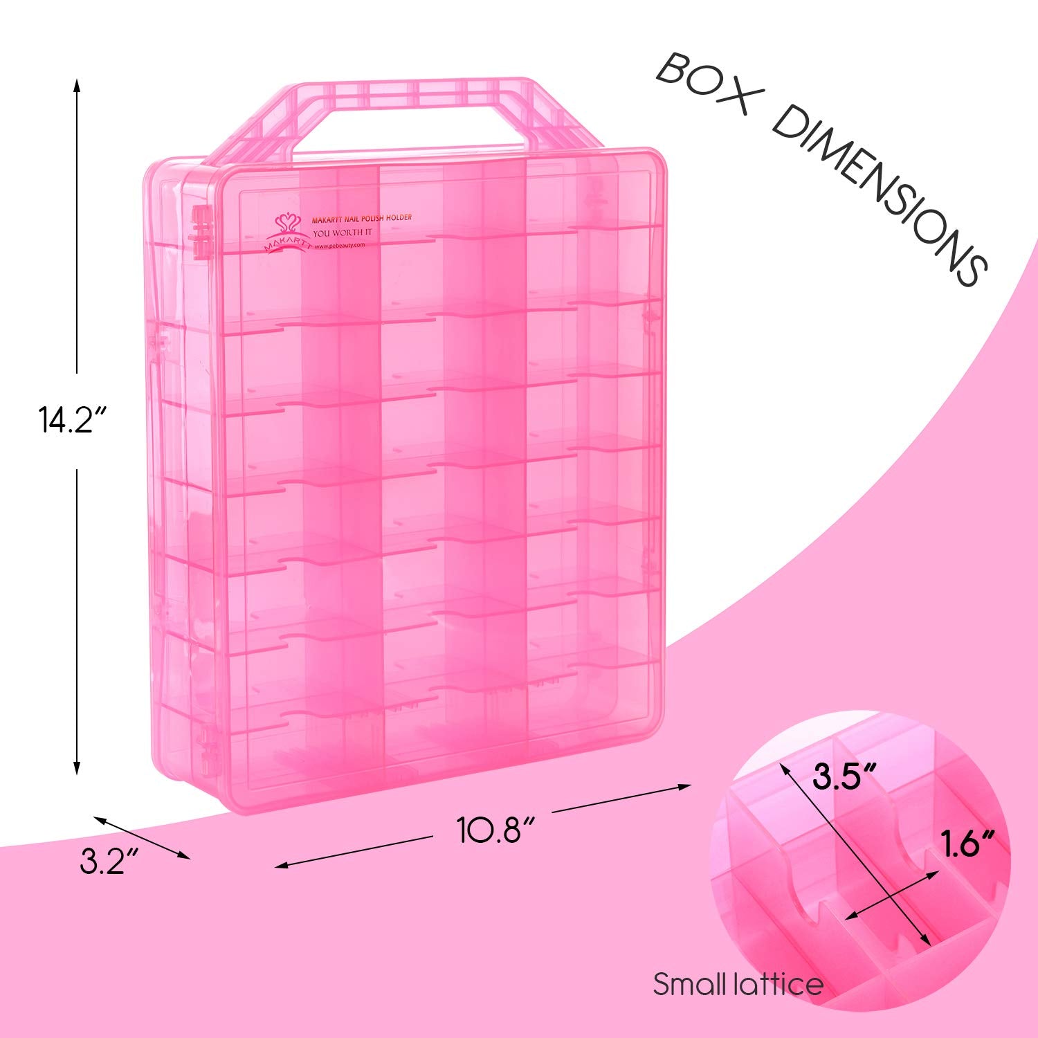 Makartt Organisateur vernis rose, 16 compartiments reglables pour personnalisation.