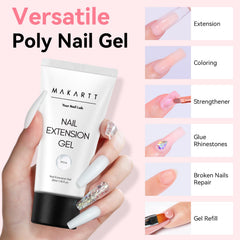 Makartt Poly Nail Gel blanc sans HEMA prêt à l’emploi pour incrustations.