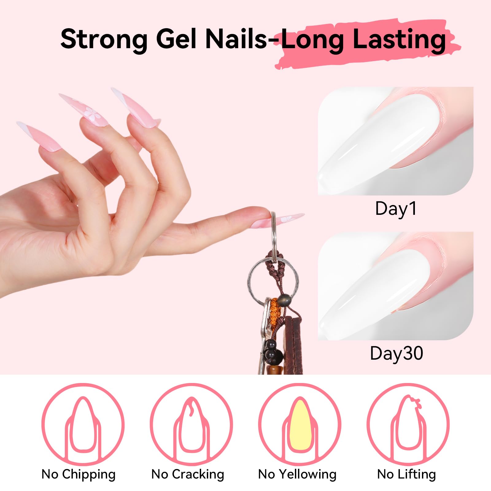Makartt Poly Nail Gel blanc sans HEMA aide à créer des extensions solides.