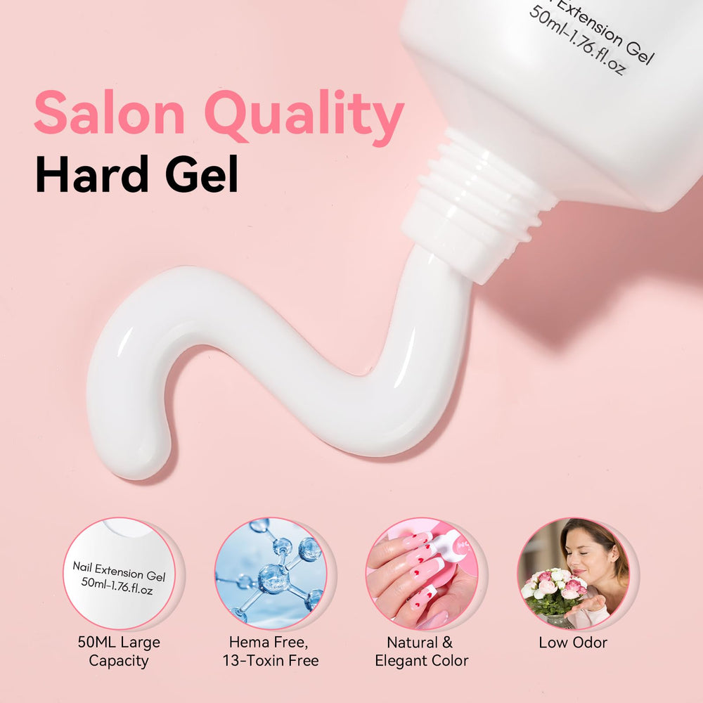 Makartt Poly Nail Gel blanc sans HEMA fleurs sèches pour nail art délicat.