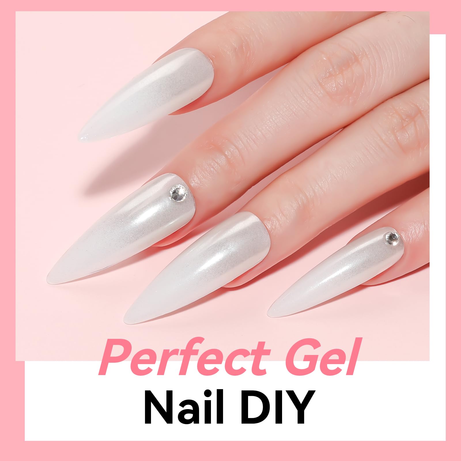 Makartt Poly Nail Gel blanc sans HEMA forme carrée prête à être façonnée.