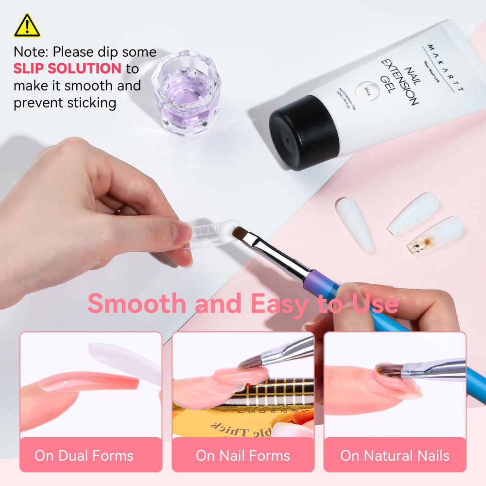 Makartt Poly Nail Gel blanc sans HEMA strass pour un look chic.