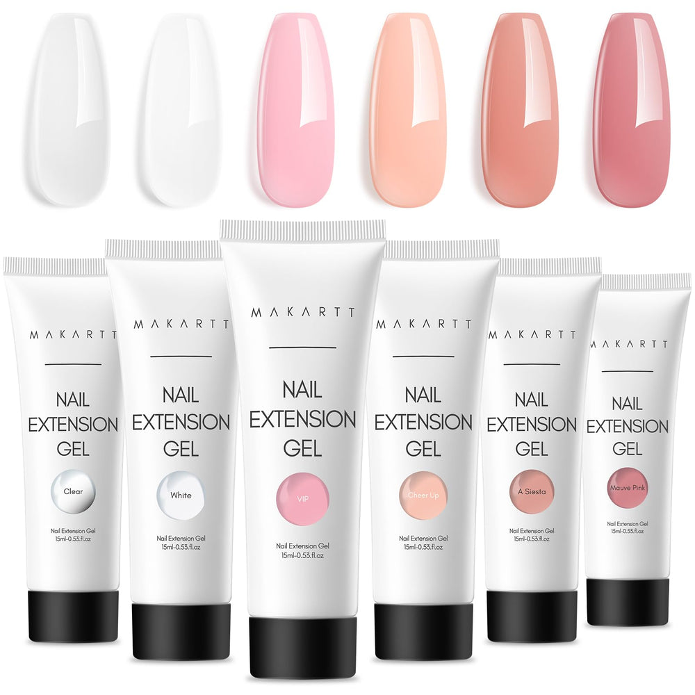 Makartt Poly Nail Gel Kit: ensemble de 6 couleurs pour extensions naturelles et durables.