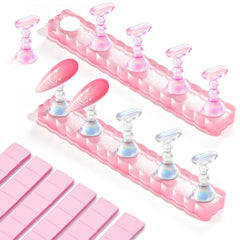 Makartt support ongles magnétique rose pailleté pour affichage et séchage facile.