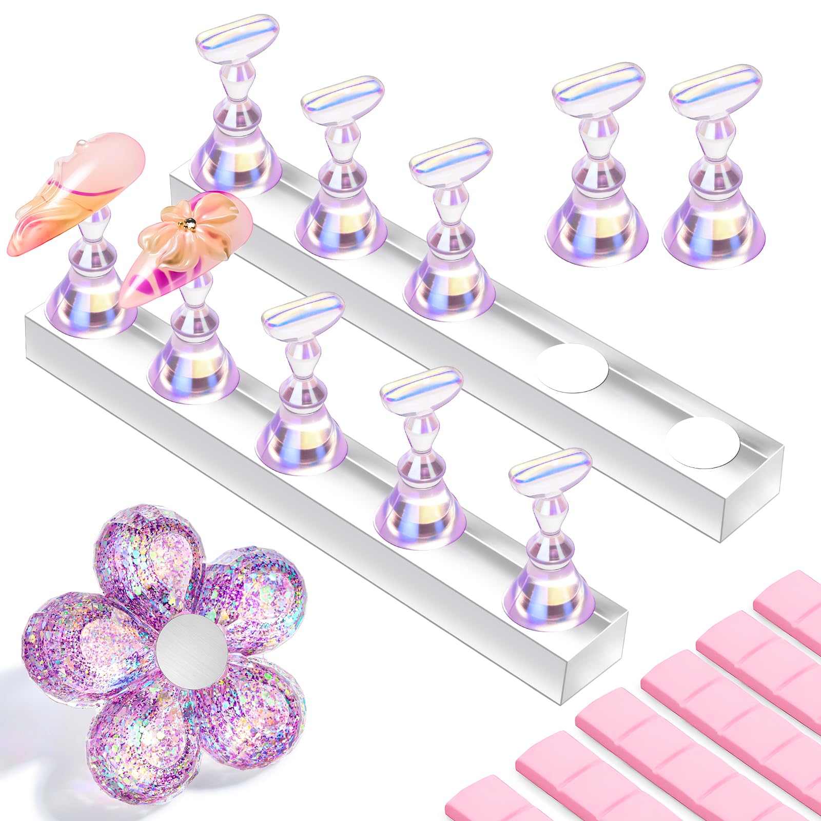 Makartt Support d’ongles violet est un support stable pour peindre et afficher des ongles à domicile.