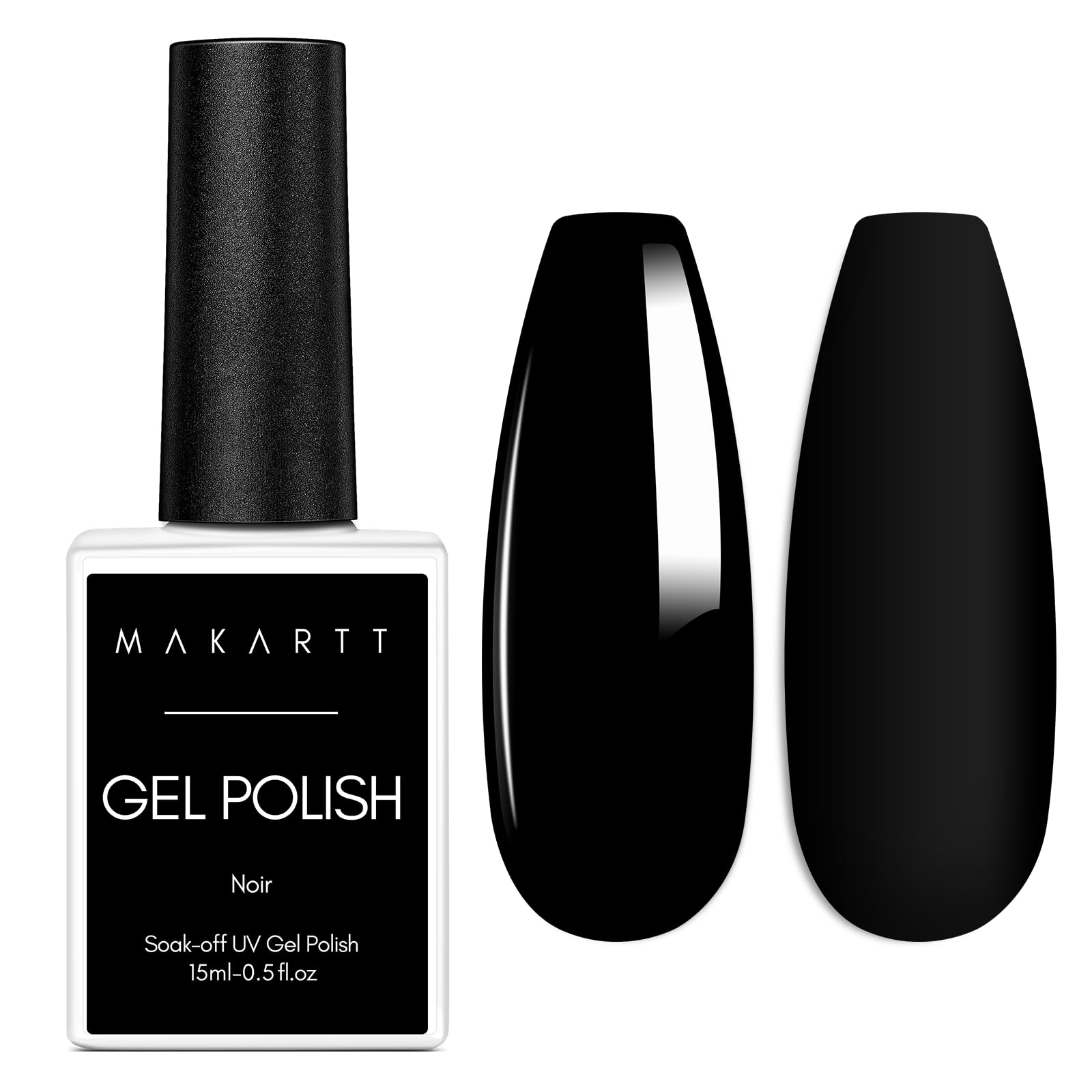 Makartt Vernis Gel Noir 15 ml sur flacon, idéal pour une manucure à domicile