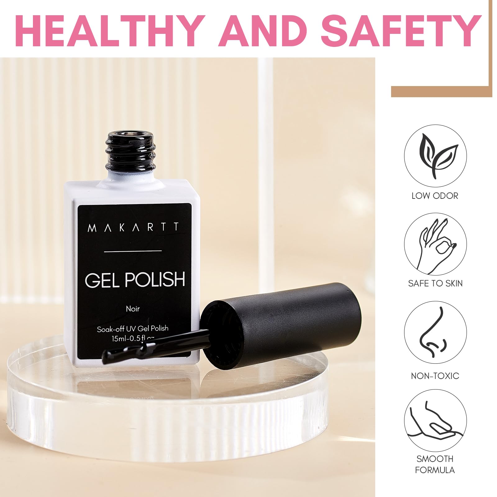 Brillance longue durée du Vernis Gel Noir Makartt