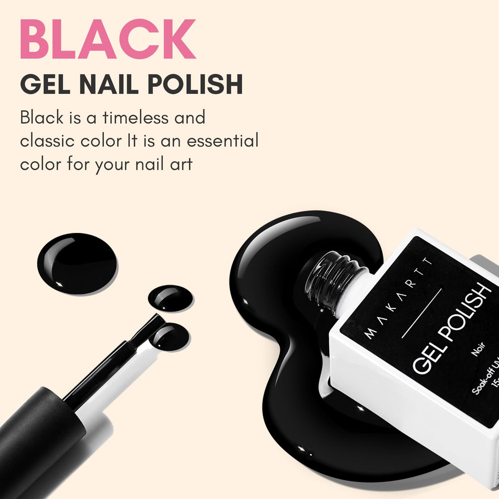 Pinceau Makartt Gel Noir prêt pour une application précise sur ongles
