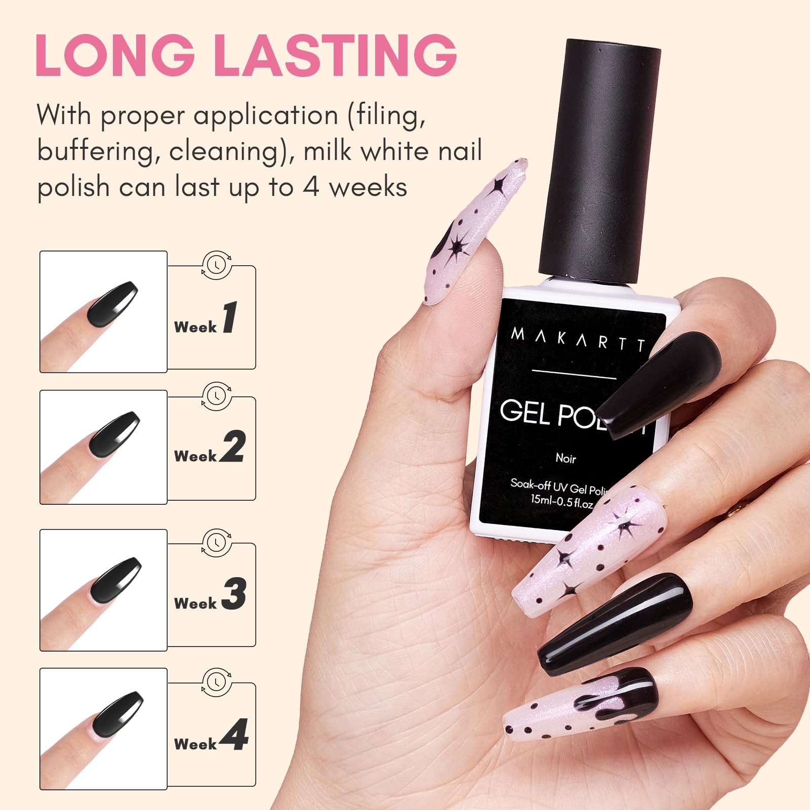Vernis Gel Noir Makartt sous lampe UV pour une finition homogène