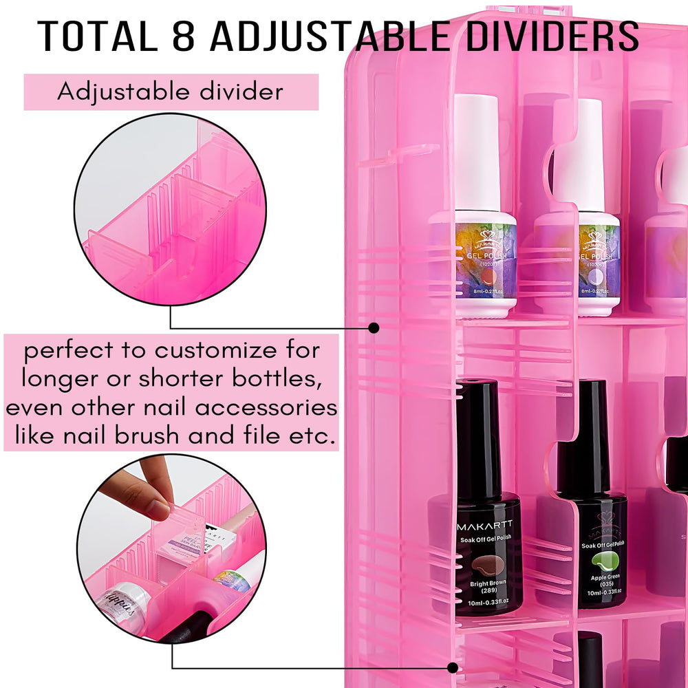 Makartt Vernis rose, design transparent pour voir les couleurs sans ouvrir.