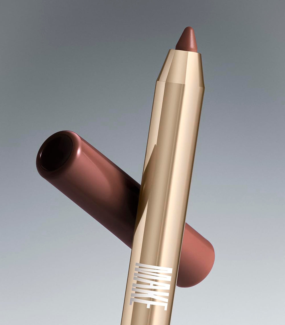 Compact packaging and built-in brush shown with MAKE Lip Continuum slate