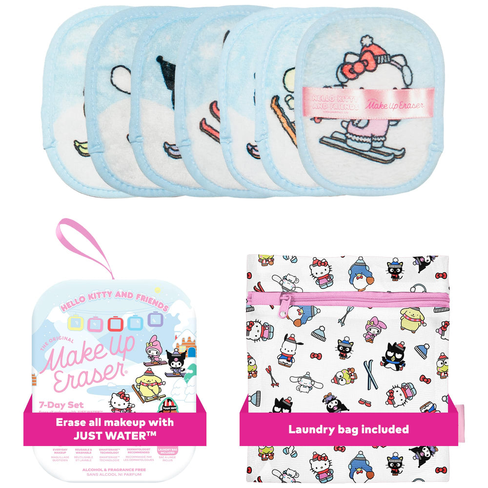 MakeUp Eraser ensemble 7 jours Hello Kitty Skiing, démaquillage sans produits chimiques.