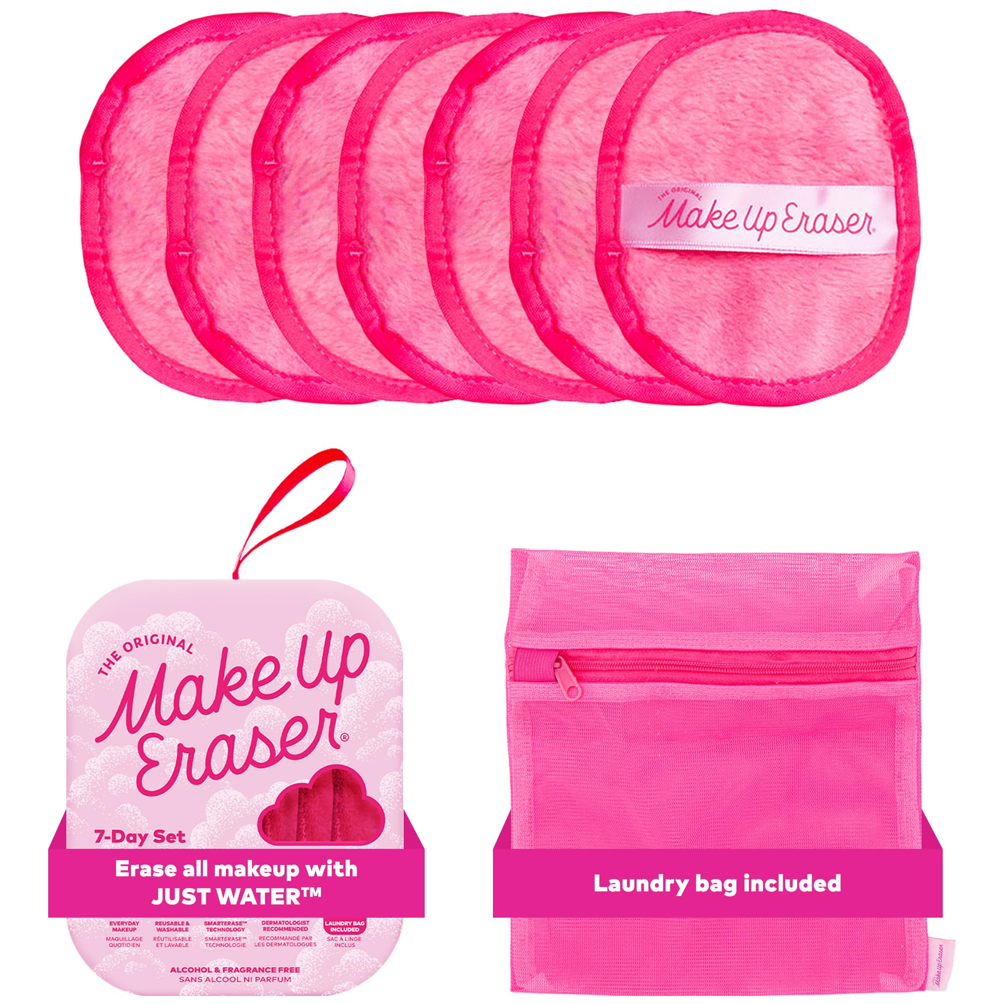 MakeUp Eraser ensemble 7 jours rose, kit pratique pour une routine visage