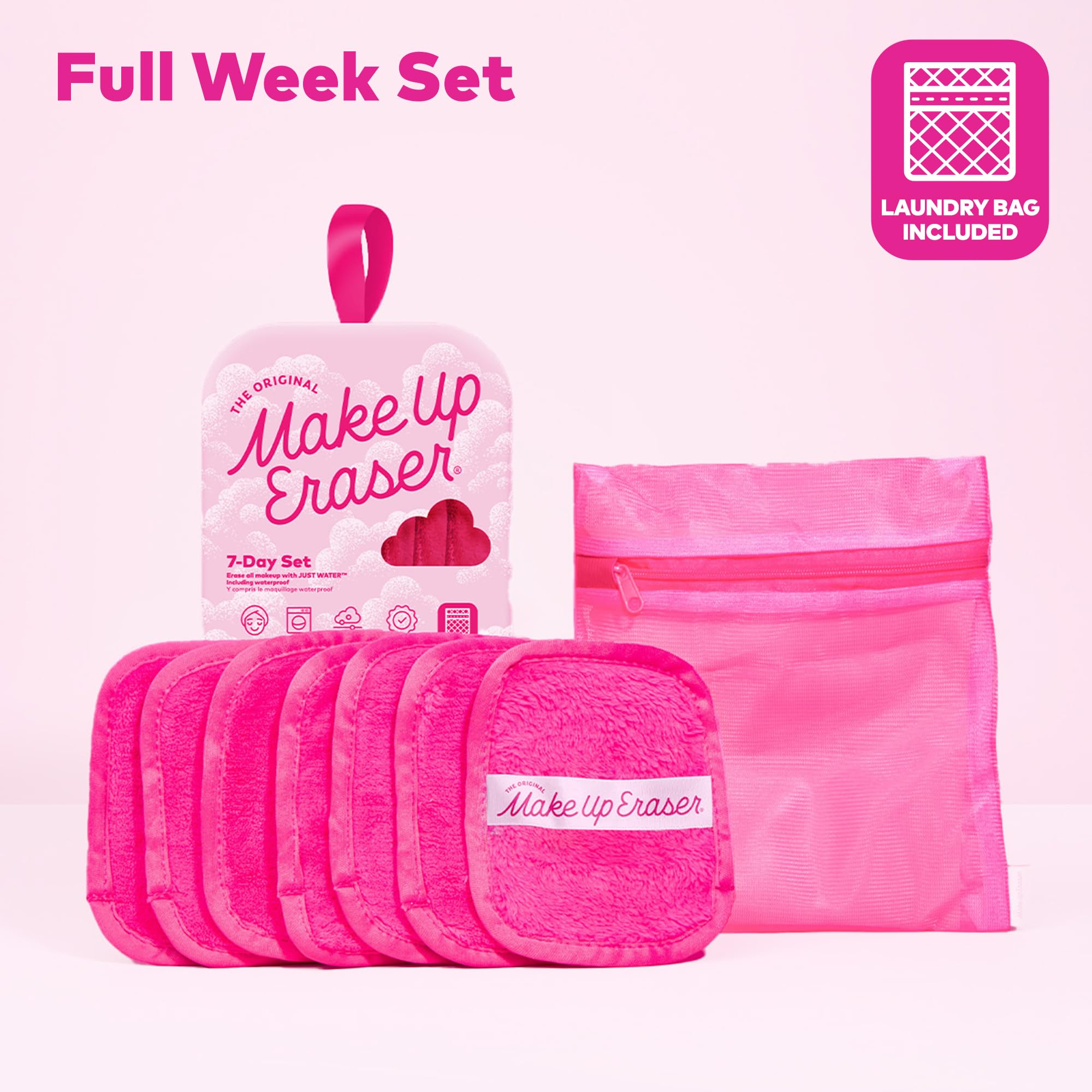 MakeUp Eraser format mini rose, idéal pour les voyages