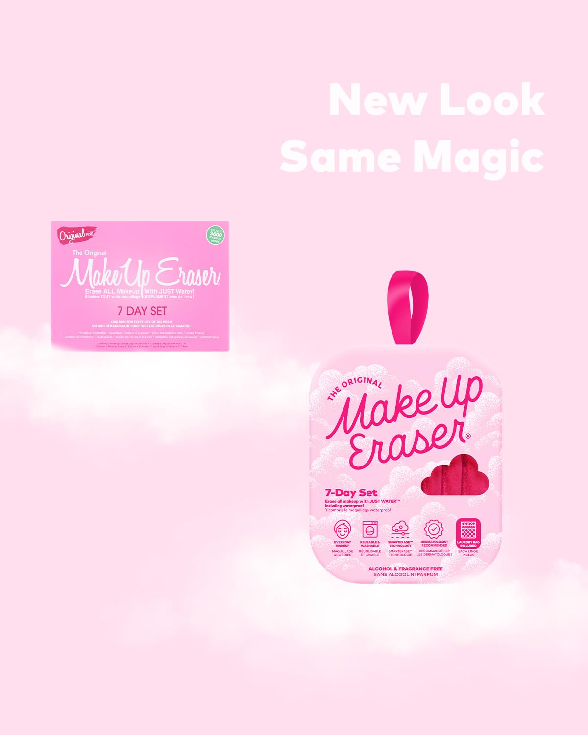 MakeUp Eraser tissu double-face rose, démaquillage en douceur