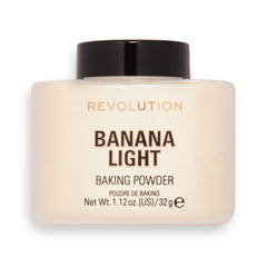Makeup Revolution emballage de poudre loose Baking Banane Light, application facile et légère