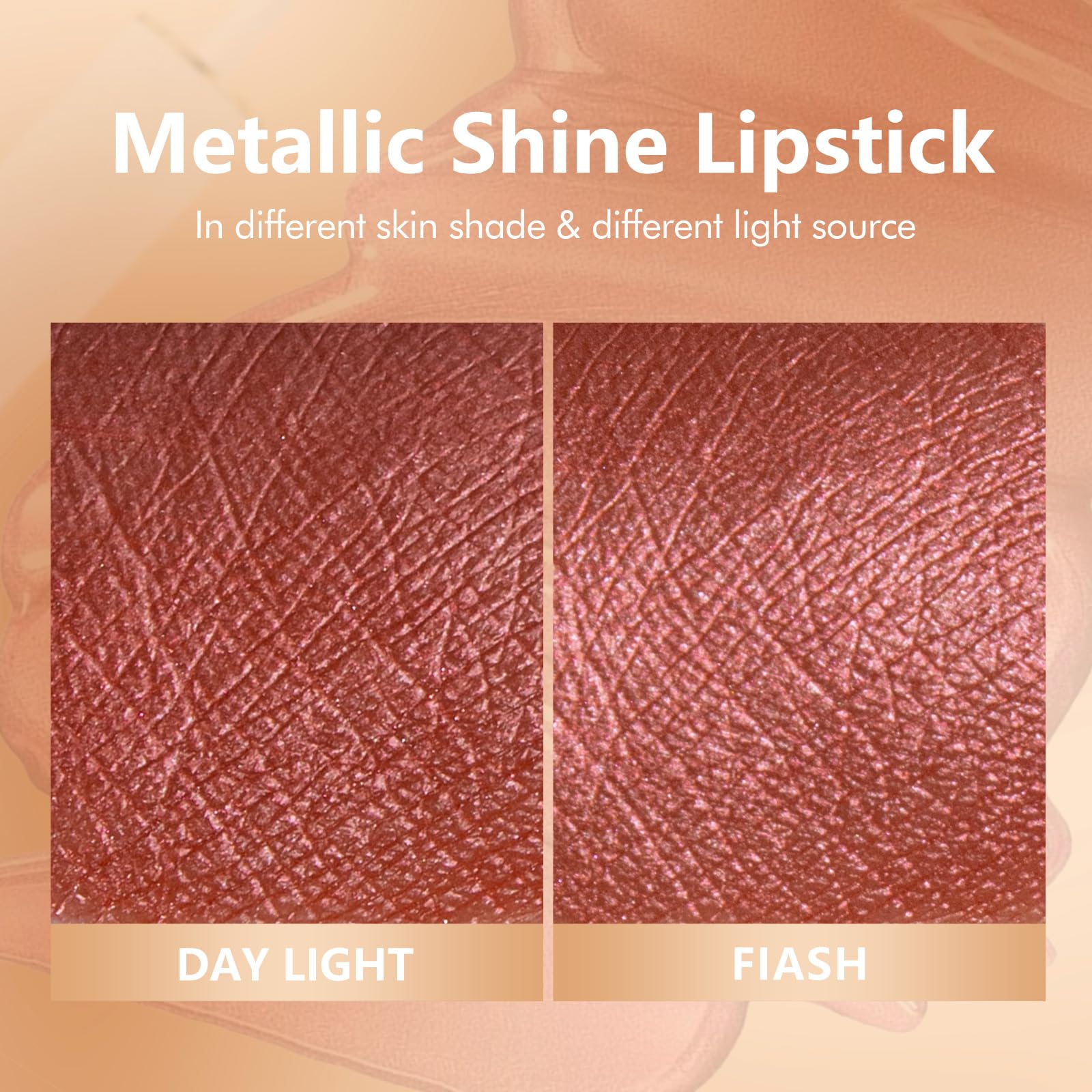 MAKI YIKA application douce rouge brun metallique sur les lèvres