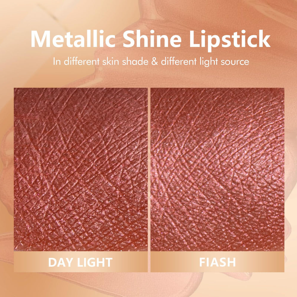 MAKI YIKA application douce rouge brun metallique sur les lèvres