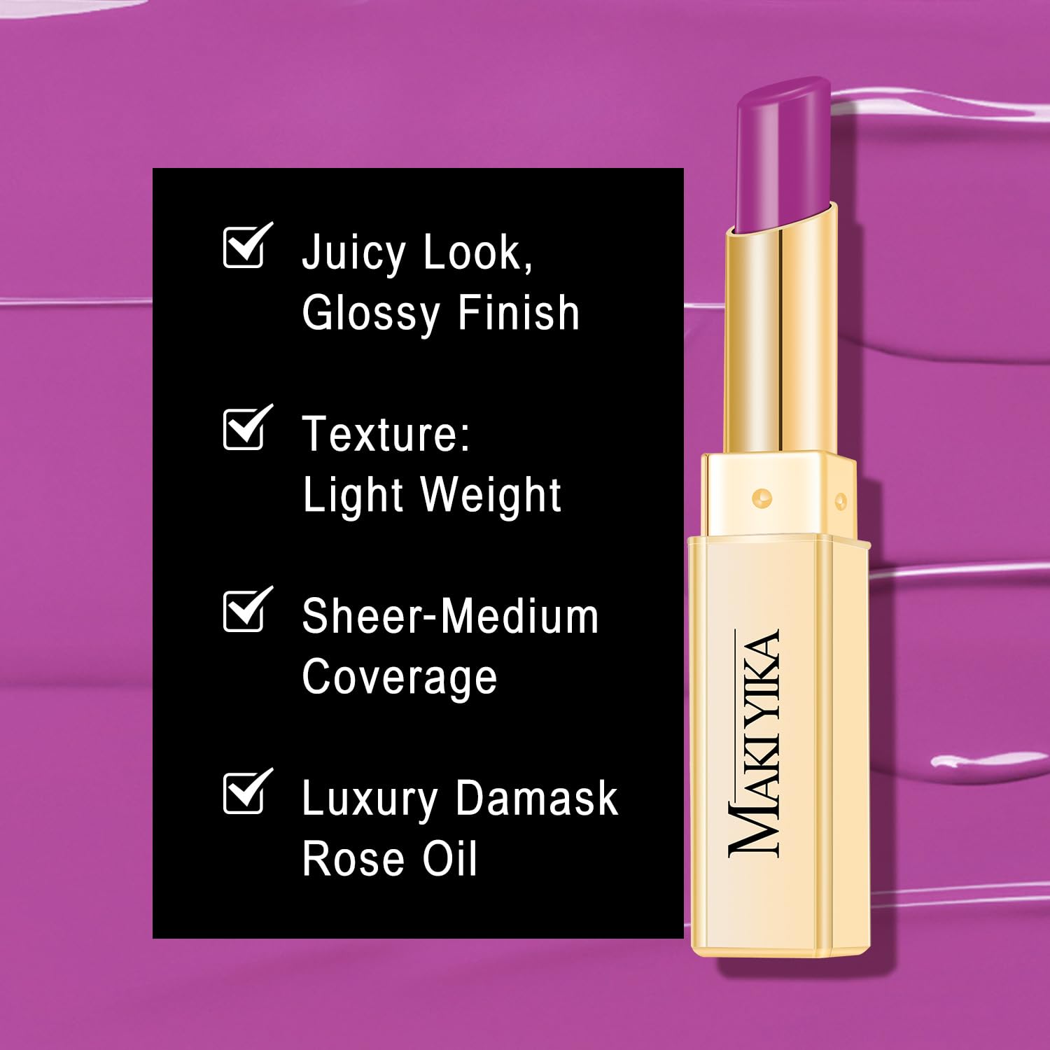 MAKI YIKA application levres lavande, fini gloss subtil