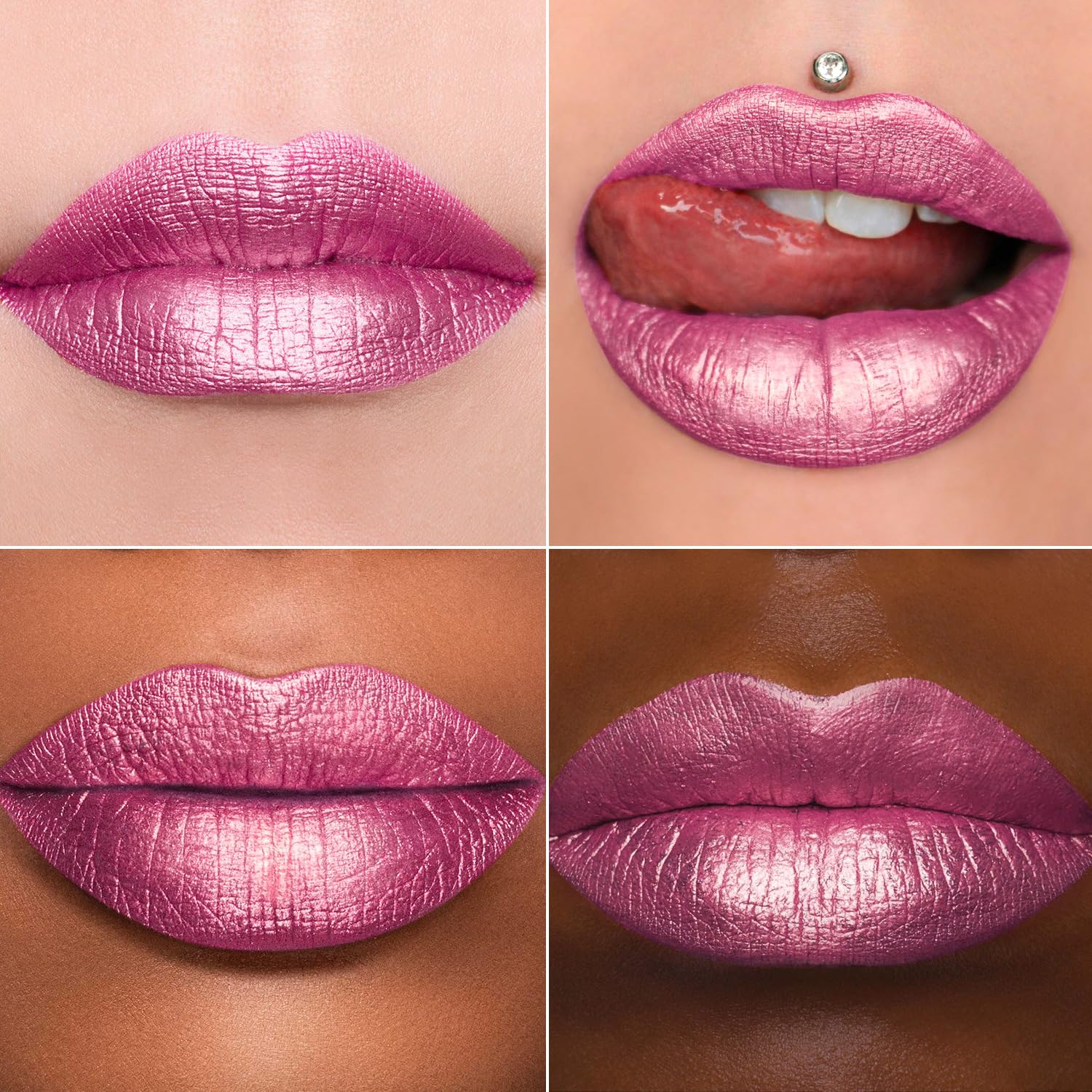 MAKI YIKA application rouge à lèvres rose métallique couvrance uniforme