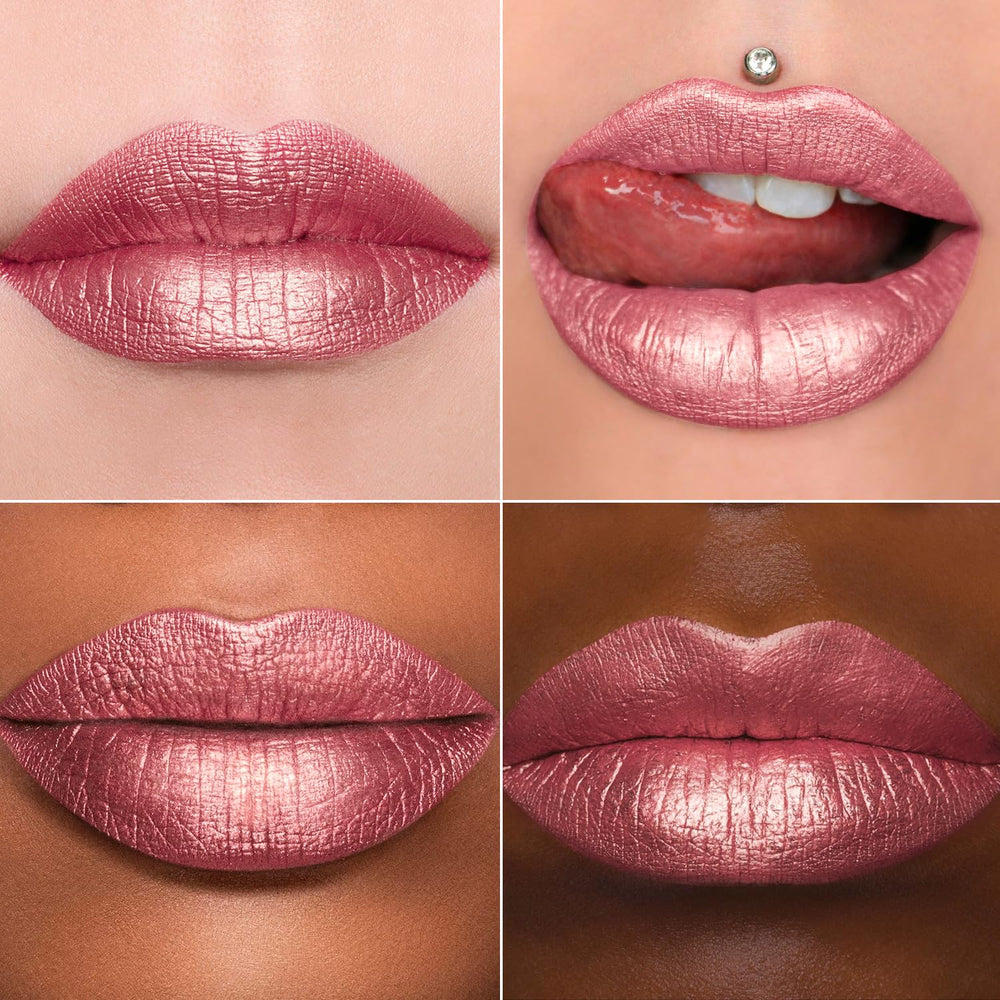 MAKI YIKA rose nude en action, couleur lumineuse sur les lèvres.