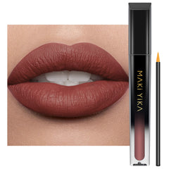 MAKI YIKA emballage du rouge à lèvres brun nude, pratique et portable pour déplacements.