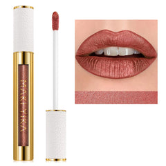MAKI YIKA rouge brun metallique brillant sur les lèvres pour un éclat durable