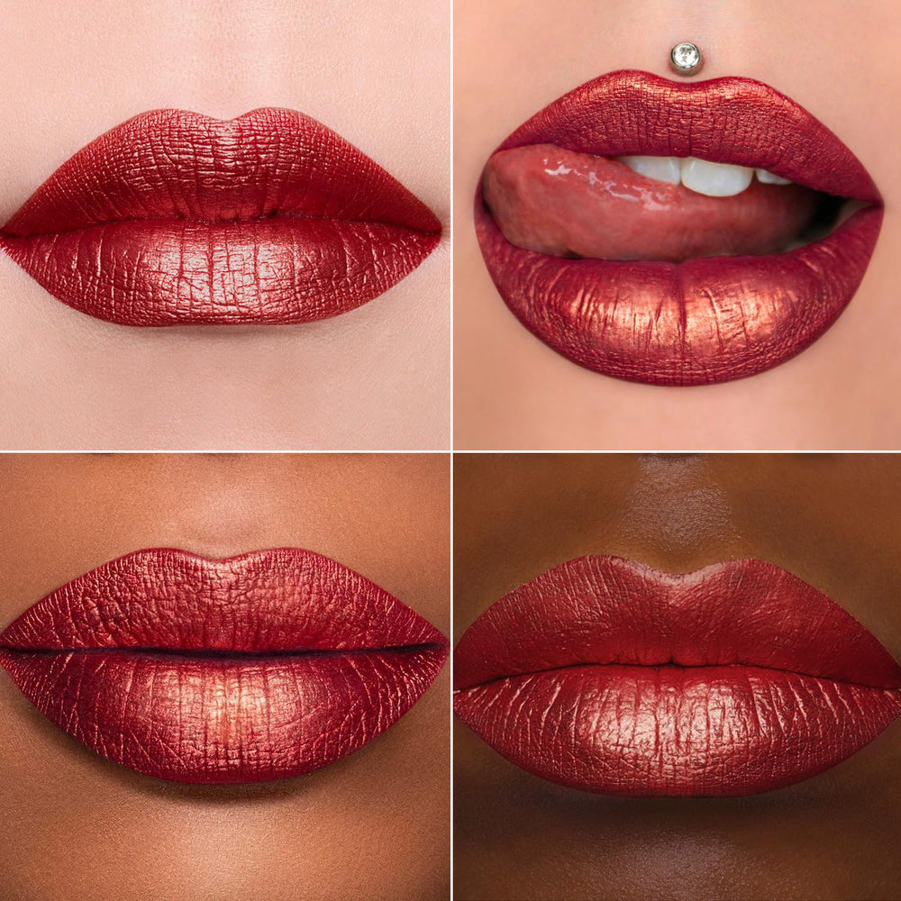 MAKI YIKA rouge métallique, application fluide et couvrante pour un look audacieux.