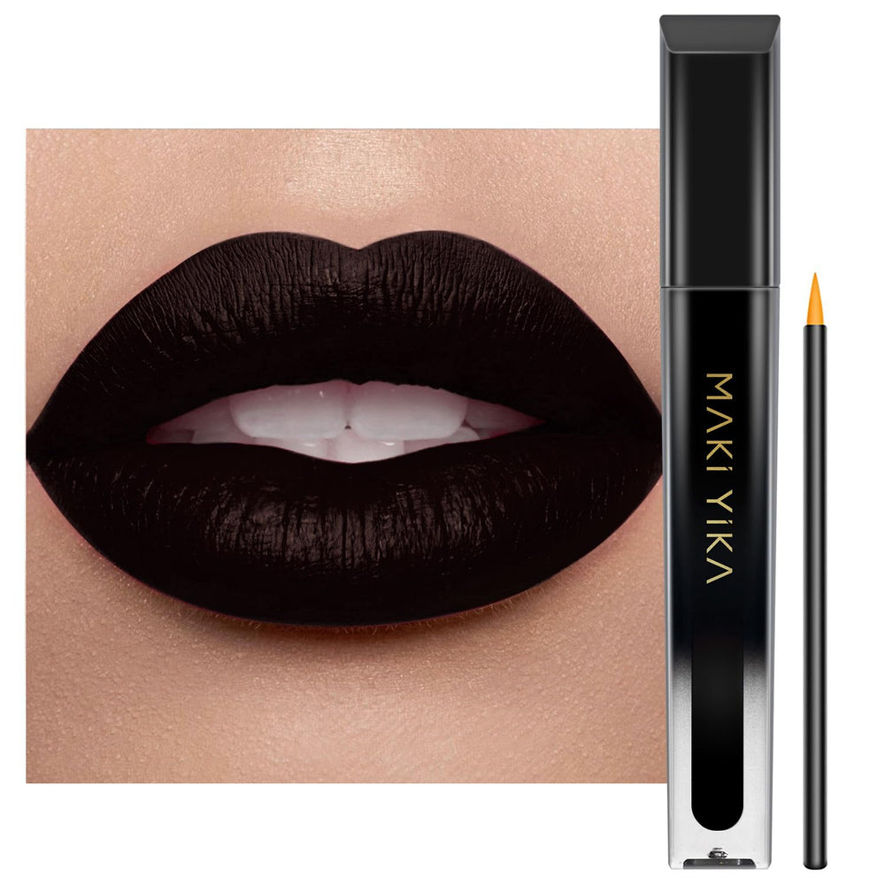 MAKI YIKA rouge à lèvres noir matte — flacon élégant et rendu durable