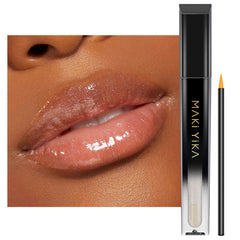 MAKI YIKA Clear Lip Gloss en bouteille claire offrant une brillance durable.