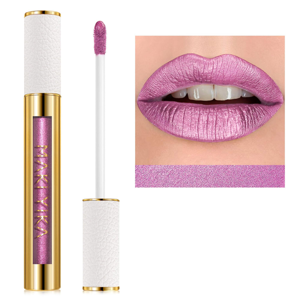 MAKI YIKA Paradise rouge metallique levres : application facile et couvrance immédiate.