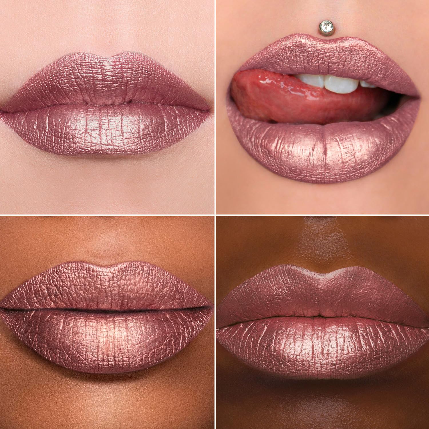 MAKI YIKA rose métallique – close-up, éclat scintillant pour lèvres