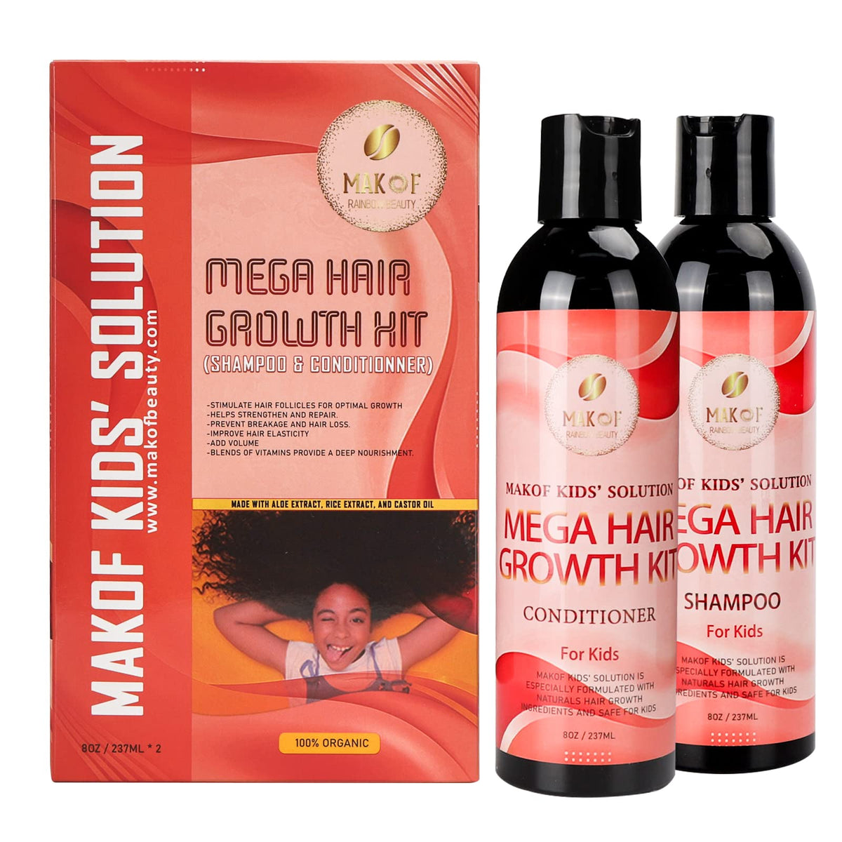 Makof Shampoing Enfant – bouteille, douceur et potentiel de croissance des cheveux.